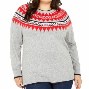 NWT TOMMY HILFIGER  Gray Pattern Long Sleeve Crew